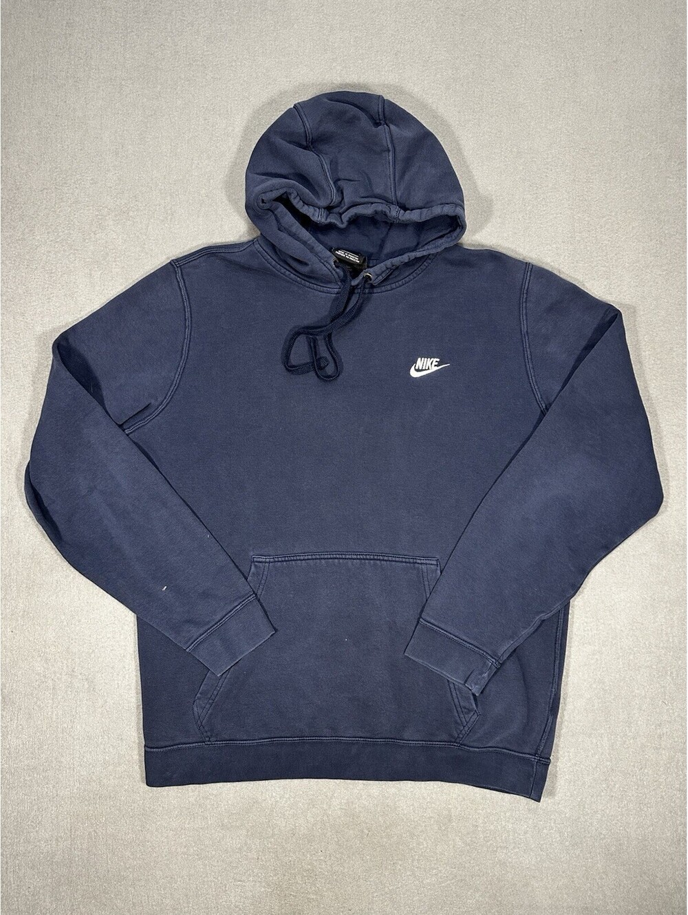 Nike Mens Large Navy Hoodie Large Logo Swoosh Pullover Sweatshirt FA18